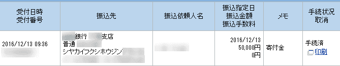 児童養護施設に5万円寄付