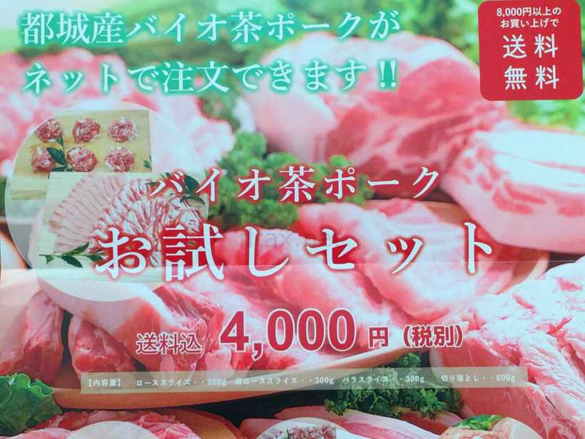都城産バイオ茶ポークのお試しセットちらし