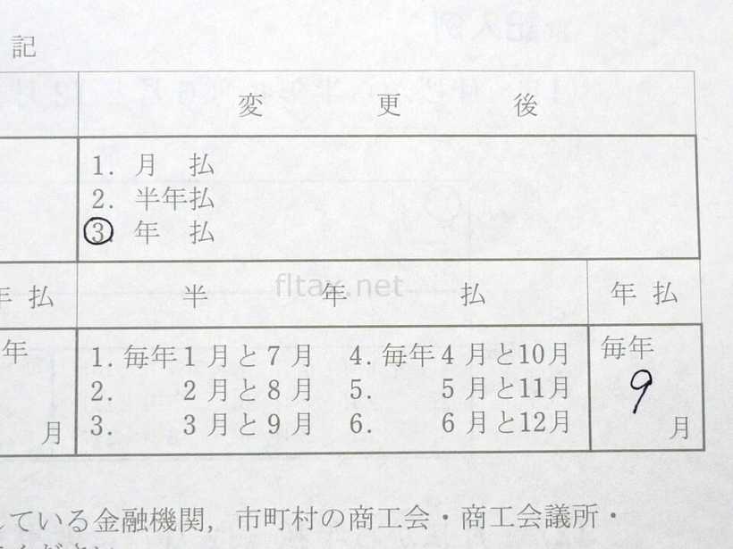 小規模企業共済 払込区分兼指定納付月変更届 変更後の欄