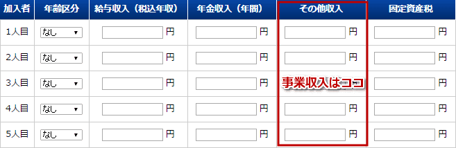 国民健康保険計算機の入力欄