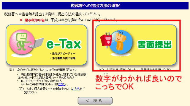 確定申告書作成コーナー メニュー