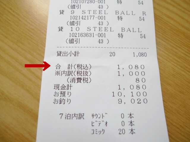 TSUTAYAのレシート