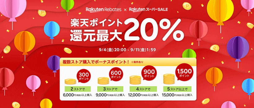 楽天スーパーSALE連動企画 Rebatesバナー
