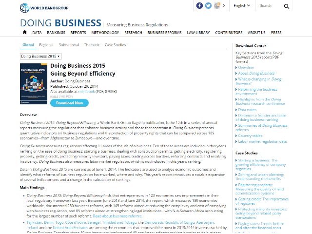 世界銀行 Doing Businessランキング