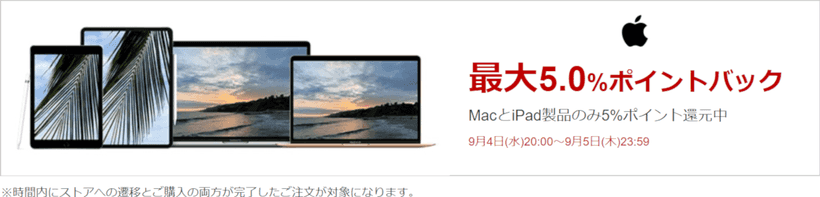Appleの楽天Rebatesキャンペーンバナー
