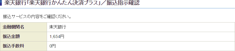 SBI証券から楽天銀行振込指示