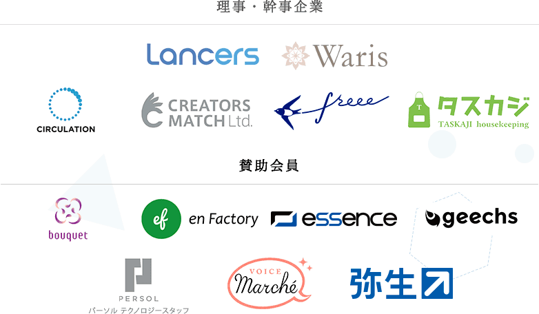 フリーランス協会 理事・幹事企業、賛助会員