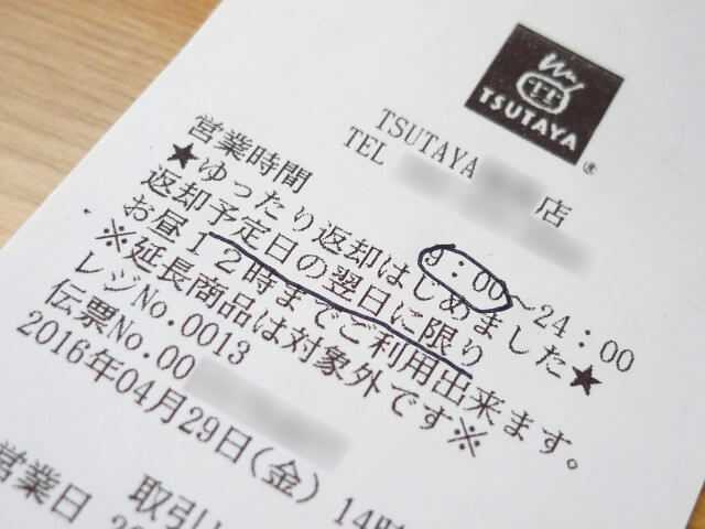 TSUTAYAのレシート