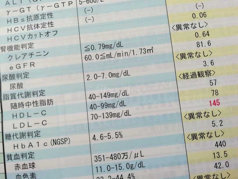 健康診断の結果